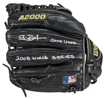 2008 Grant Balfour Game Used And Signed Glove From World Series Game 1 (Balfour LOA)